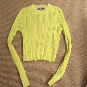 Zara Women's Lime Green Ribbed Top